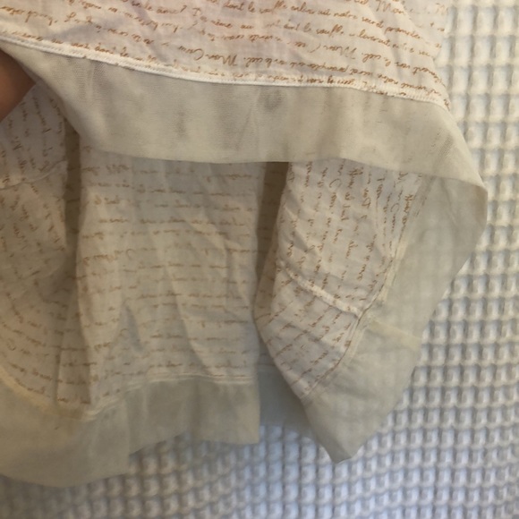 Anthropologie Eloise Printed Nightgown Chemise w/ Mesh Trim & French Lettering S - Picture 5 of 10